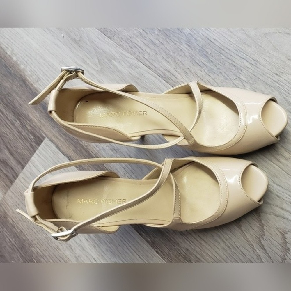 Marc Fisher Nude Peep Toe Heels - Picture 2 of 8